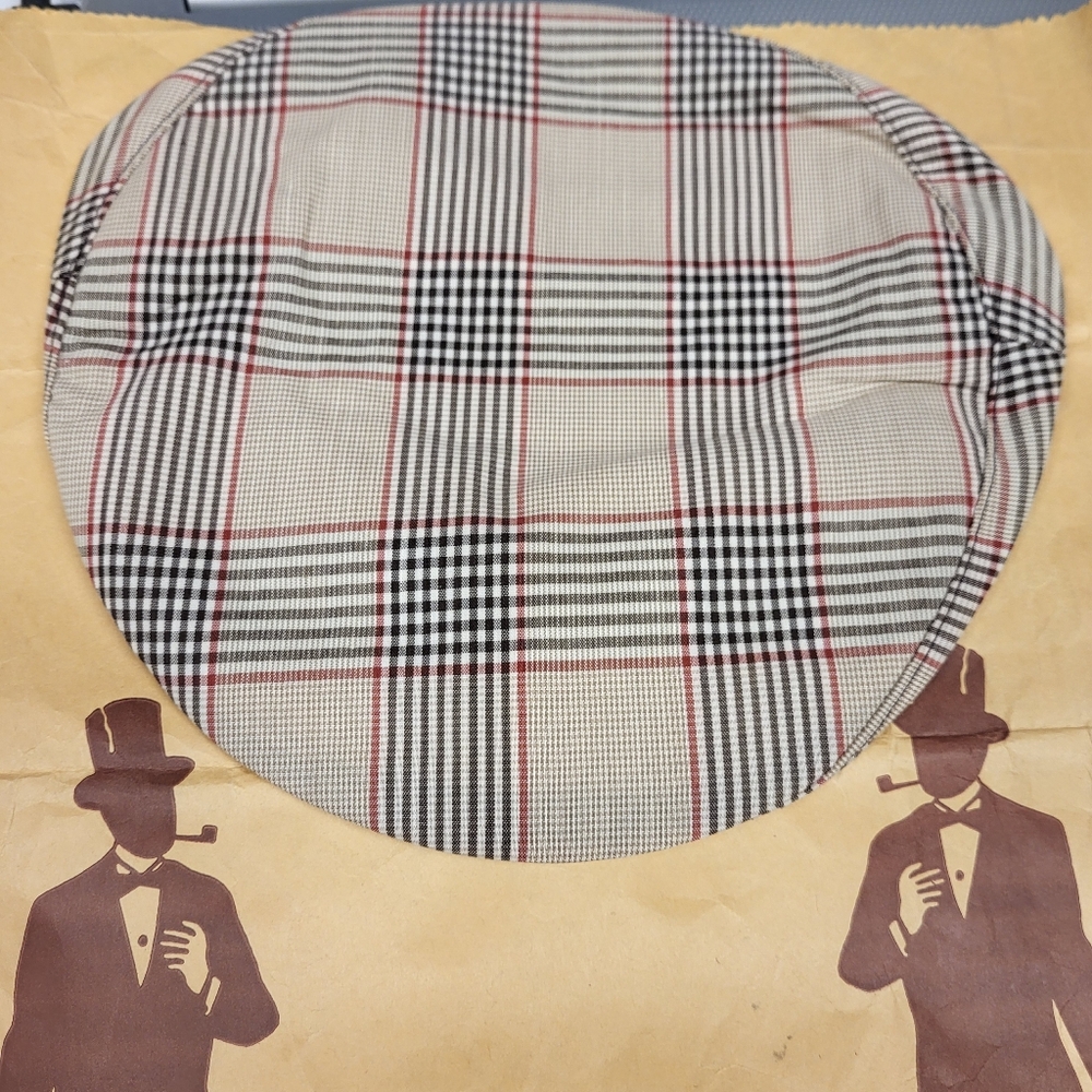 Vintage Stetson Classic Checkered Flat‎ Newsboy Wool Cap Original Shop Bag